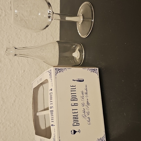 Other - Clear Glass Goblet And Bottle Salt and Pepper Shakers